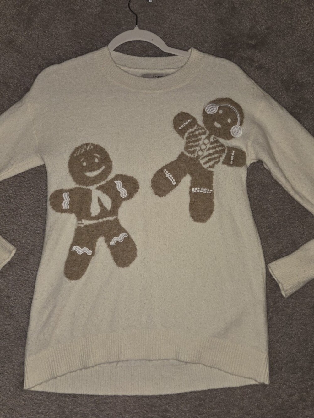 Cream Holiday Gingerbread Sweater